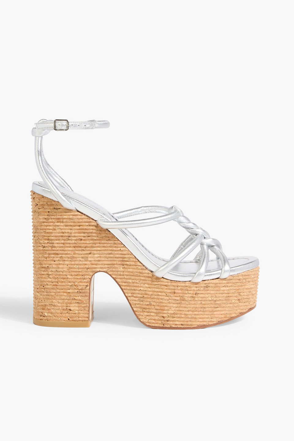 Jimmy Choo Clare 130 Braided Metallic Leather Platform Sandals In Multi