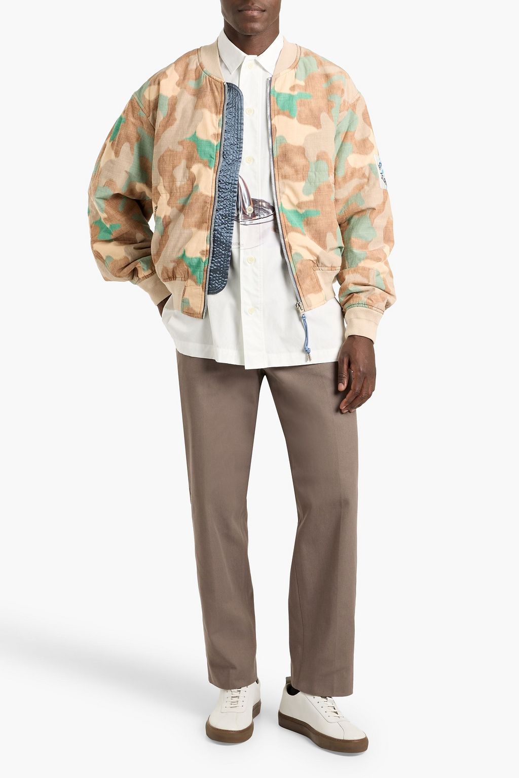 ACNE STUDIOS Camouflage-print slub cotton-blend bomber jacket