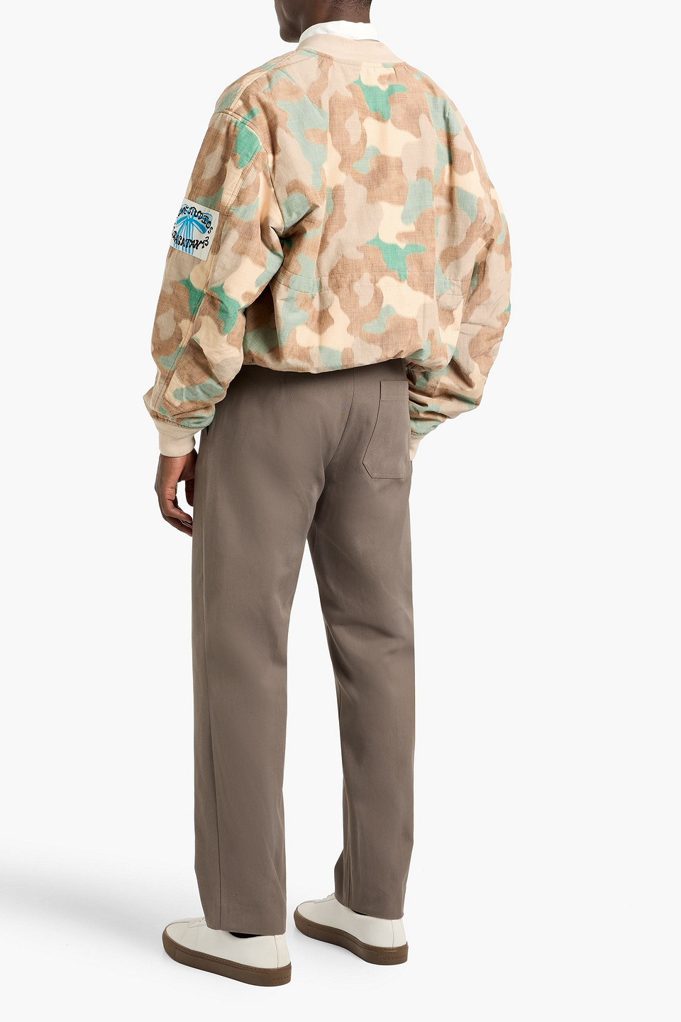 Acne Studios Camouflage-print Slub Cotton-blend Bomber Jacket In Brown