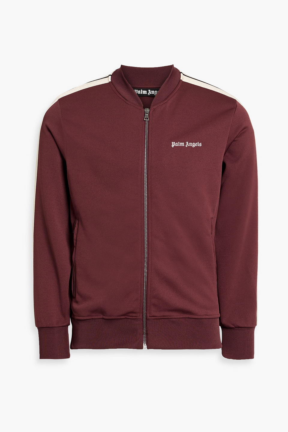 palm angels - striped jersey track jacket - burgundy - m
