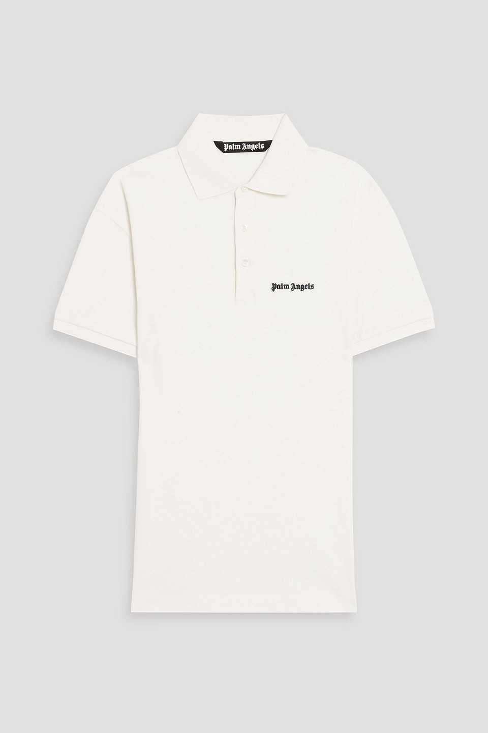 palm angels - embroidered cotton-piqué polo shirt - white - m