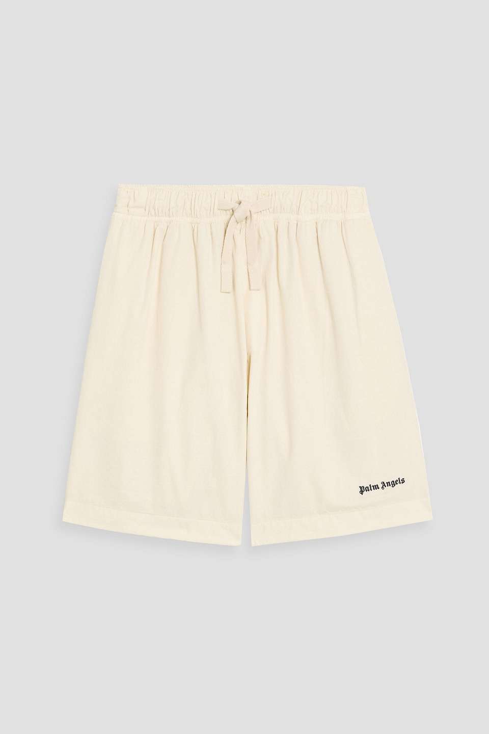 palm angels - embroidered cotton-twill drawstring shorts - white - it 48