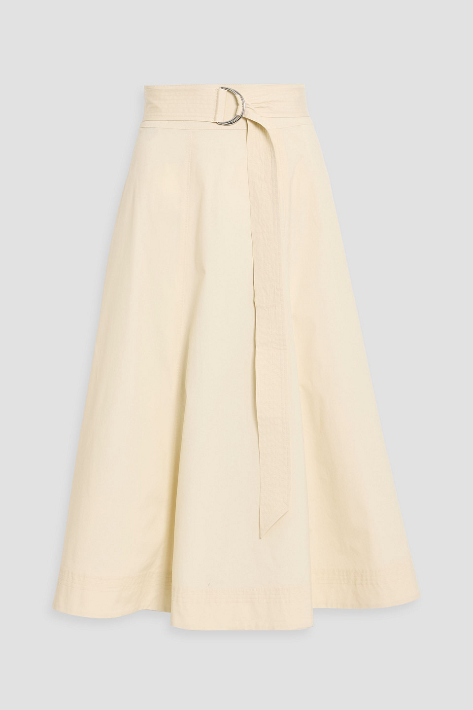 Veronica Beard Facia Belted Cotton-blend Poplin Midi Skirt In Brown