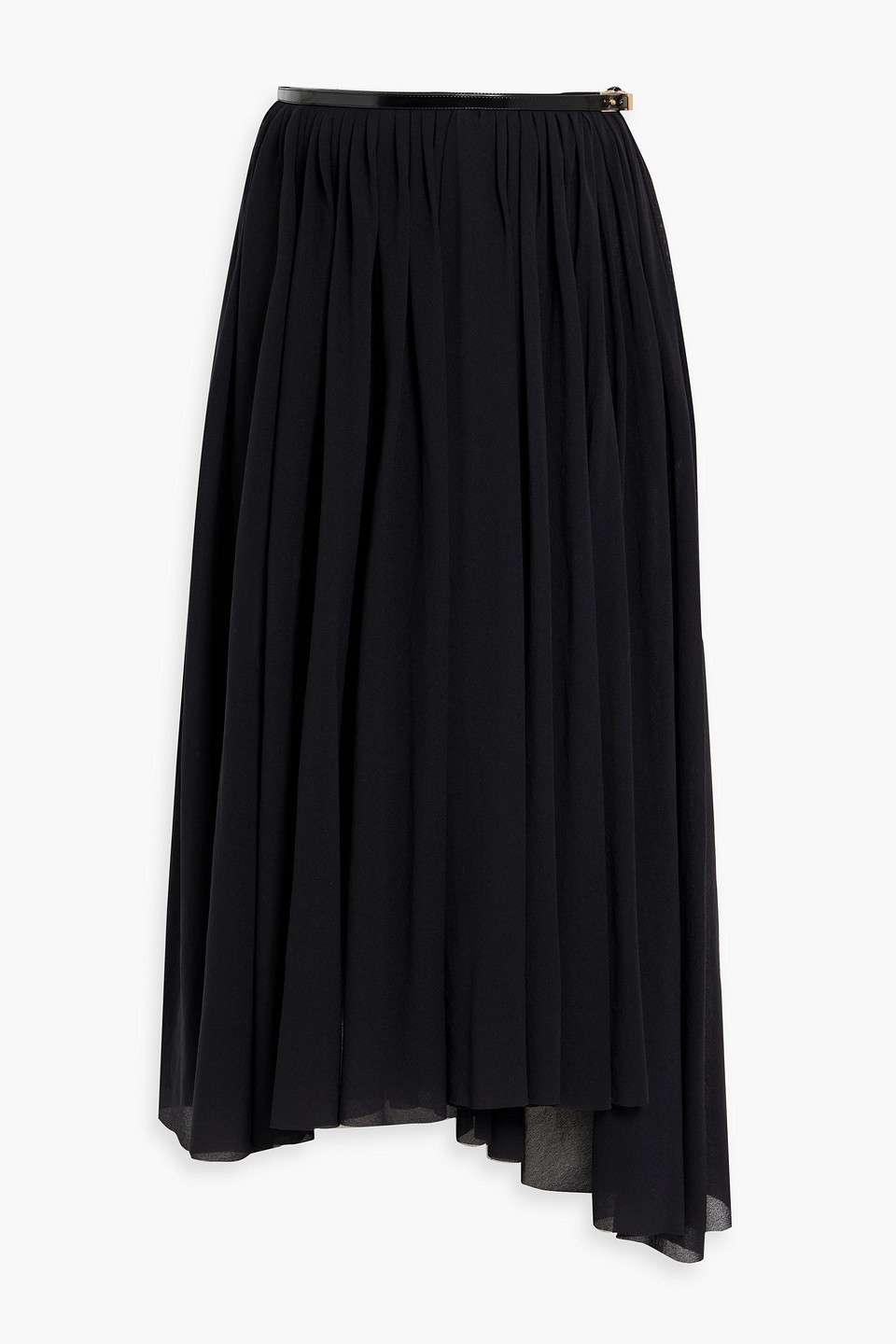 philosophy di lorenzo serafini - asymmetric pleated mesh midi skirt - black - xs