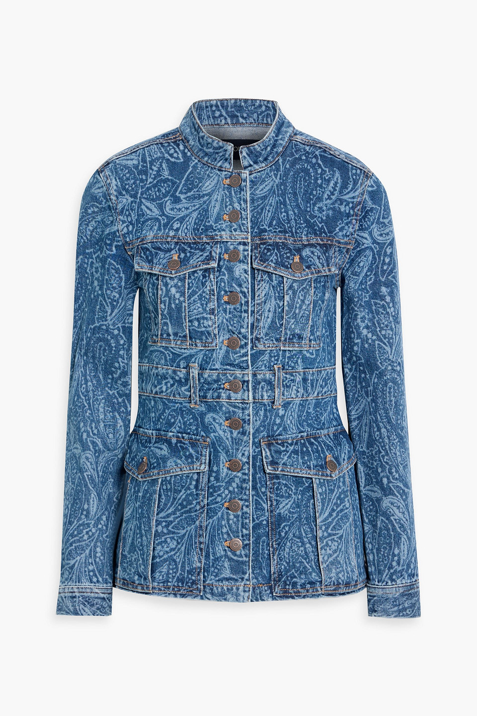 veronica beard - tika paisley-print denim jacket - blue - xs