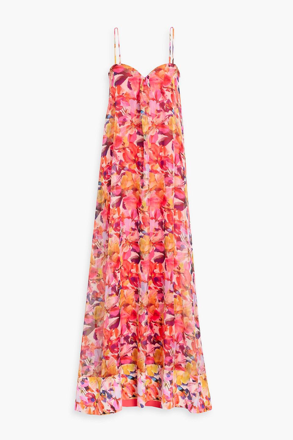 chiara boni la petite robe - junji draped floral-print chiffon maxi dress - orange - it 38