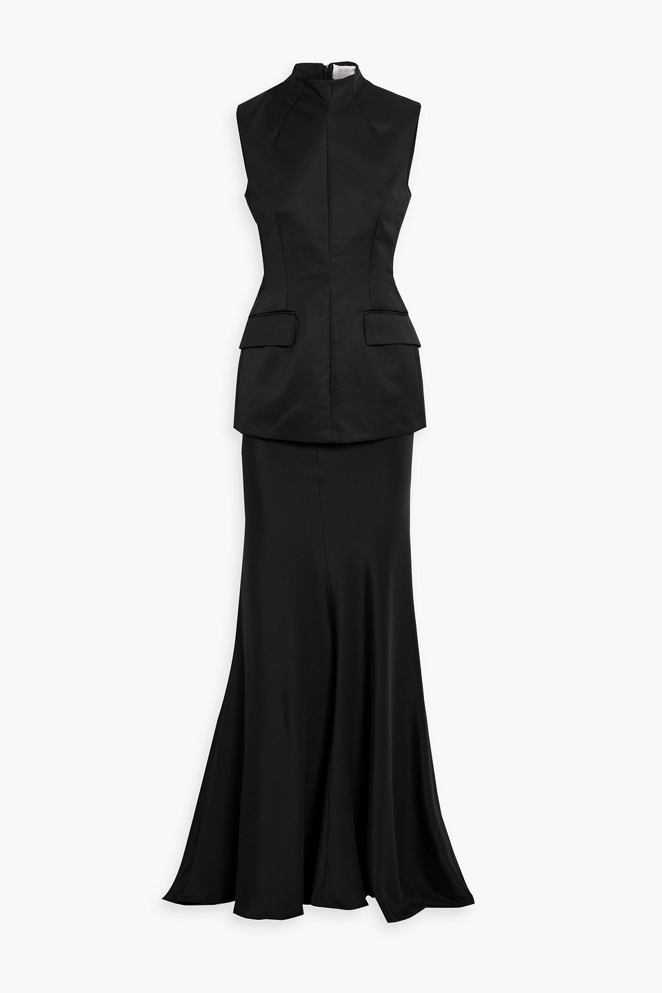 sportmax - cileno layered cotton-blend gown - black - it 38