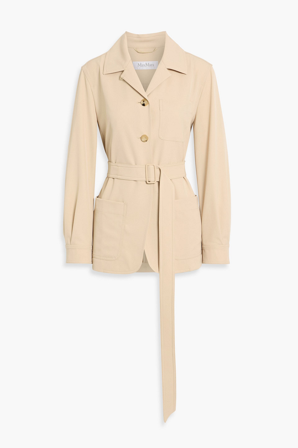 Max Mara Pulvino Belted Wool-twill Jacket In Brown