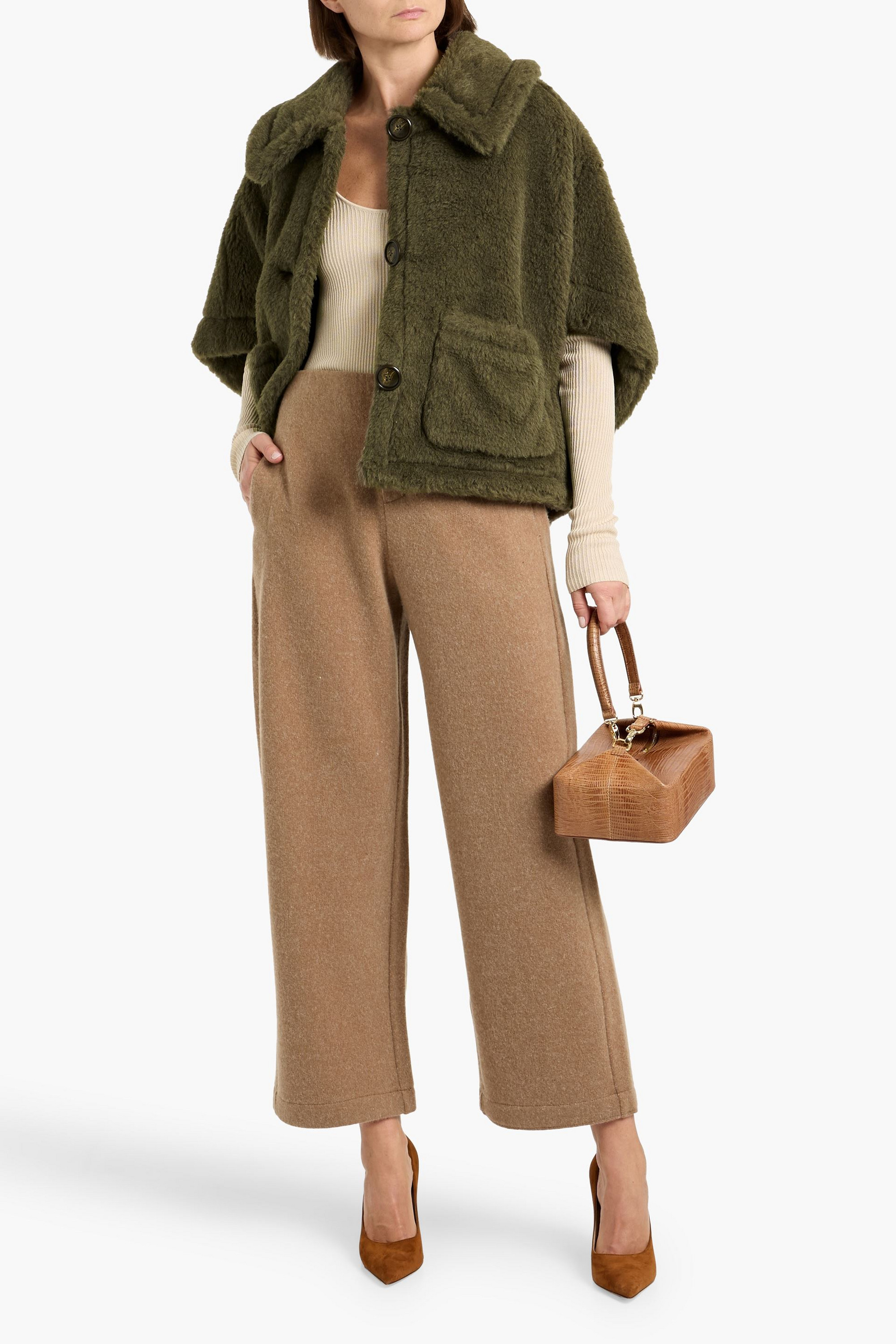 Max Mara Newterzo alpaca, wool and silk-blend cape