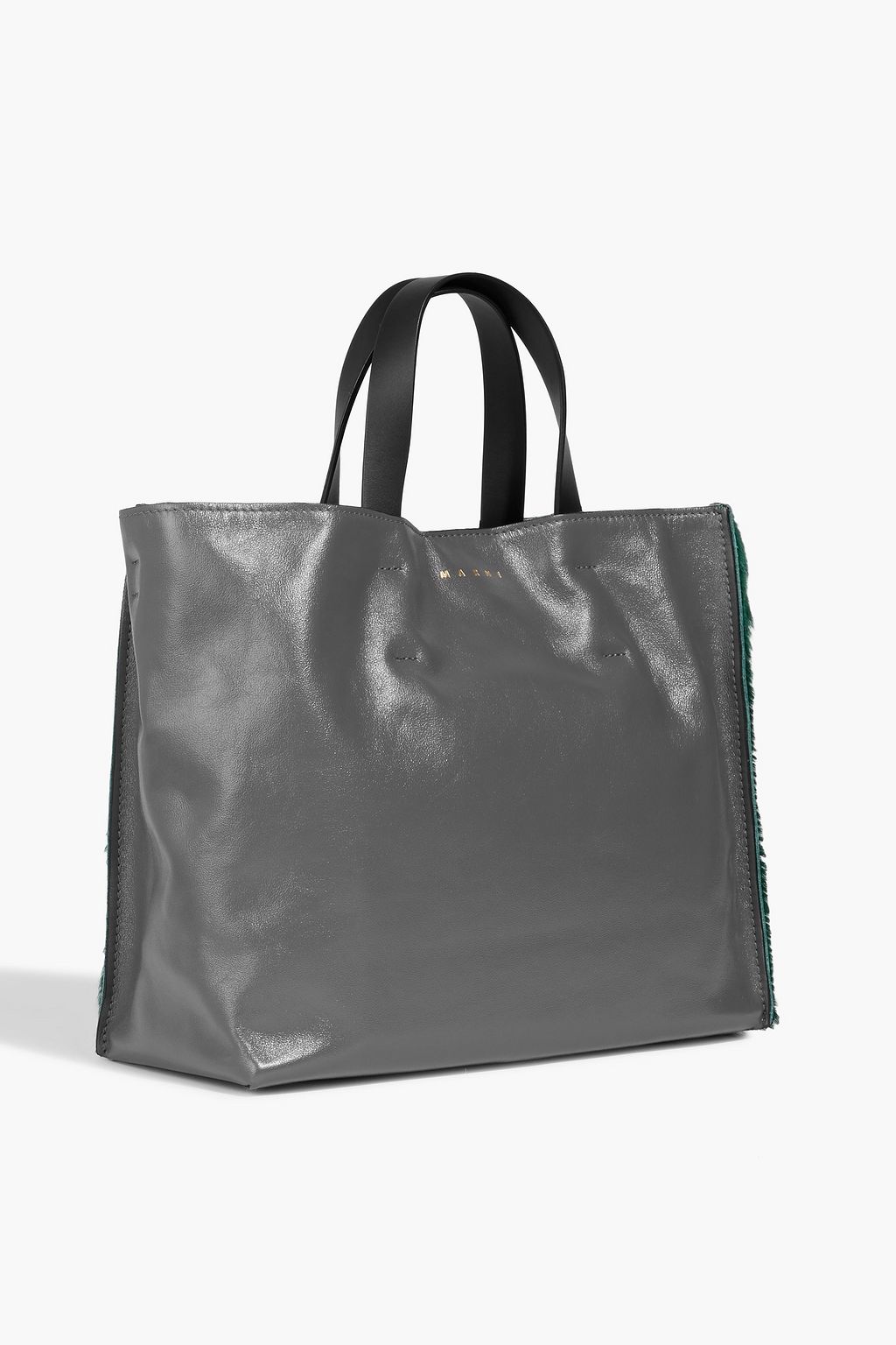 MARNI Two-tone leather and calf hair tote | THE OUTNET