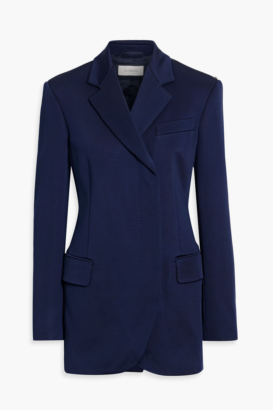 sportmax - camice double-breasted jersey blazer - blue - xs