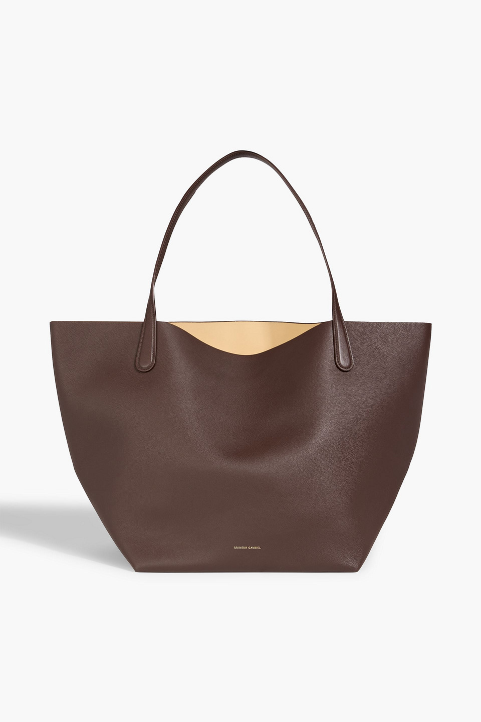 Mansur Gavriel Everyday Small Leather-trimmed Canvas Tote In Brown