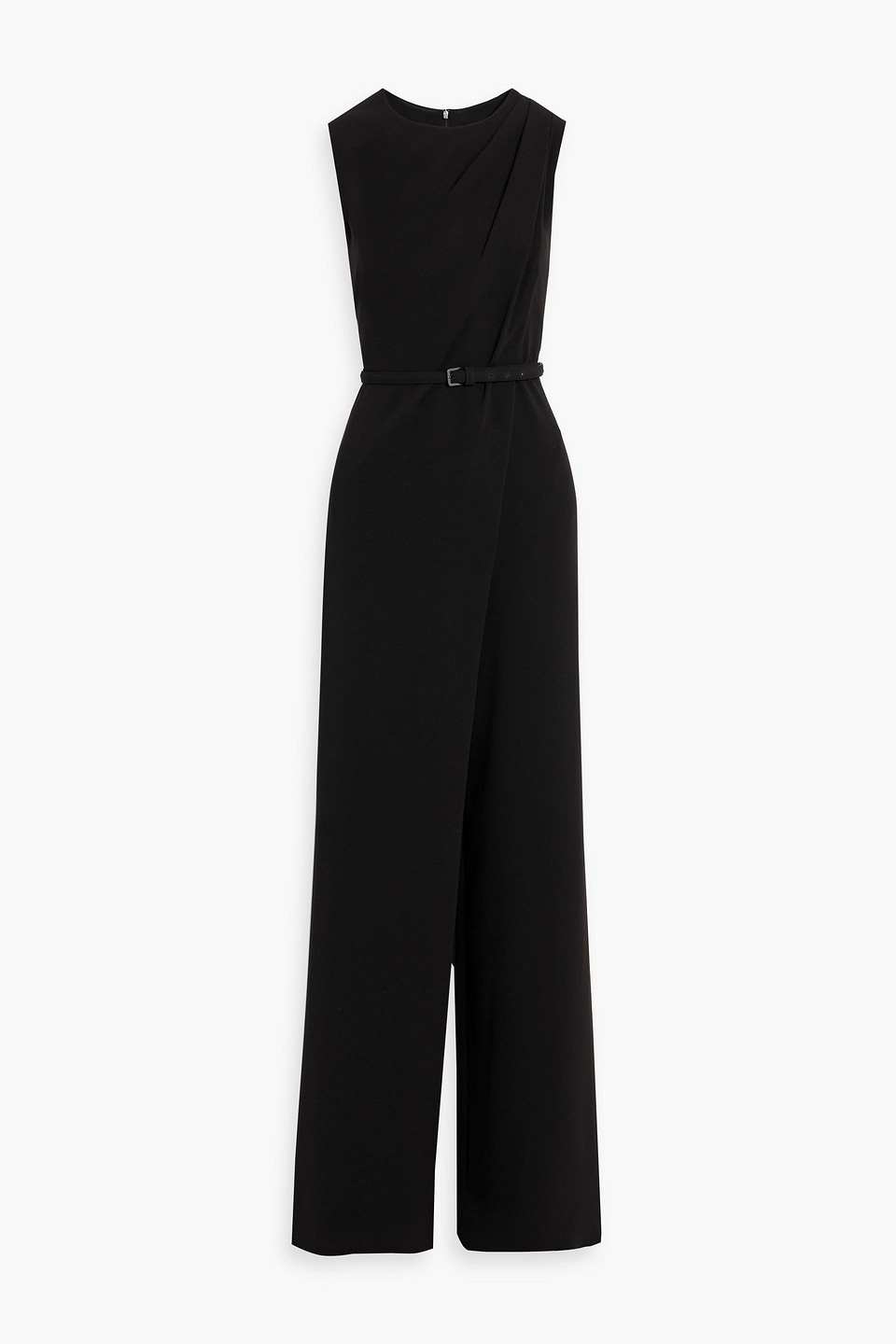 Max Mara Sondrio Belted Crepe Wide-leg Jumpsuit In Black