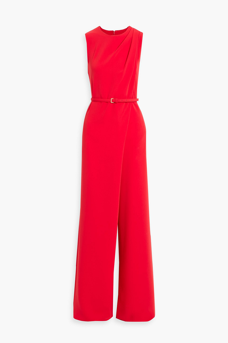 Max Mara Sondrio Belted Crepe Wide-leg Jumpsuit In Red