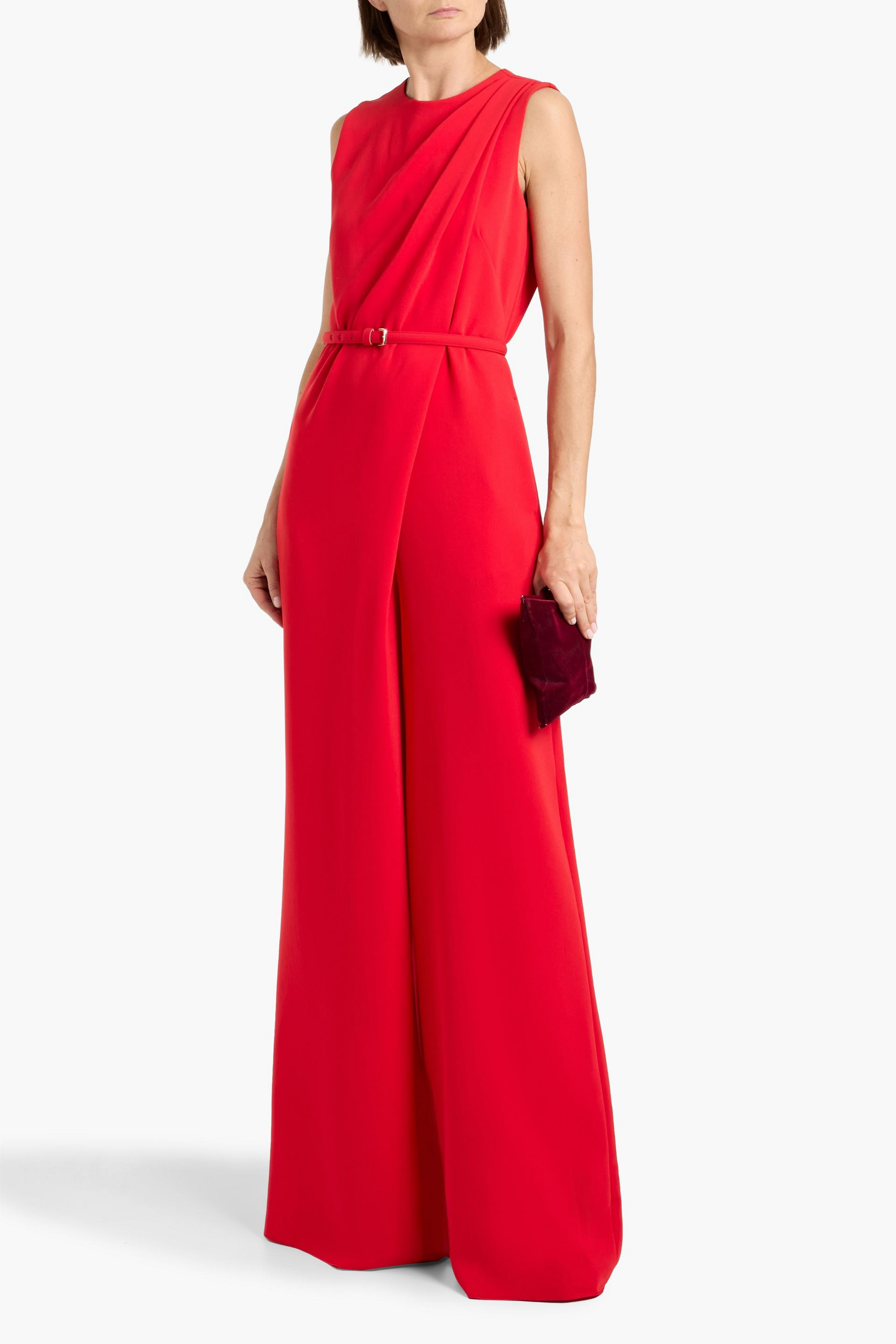 Max Mara Sondrio belted crepe wide-leg jumpsuit