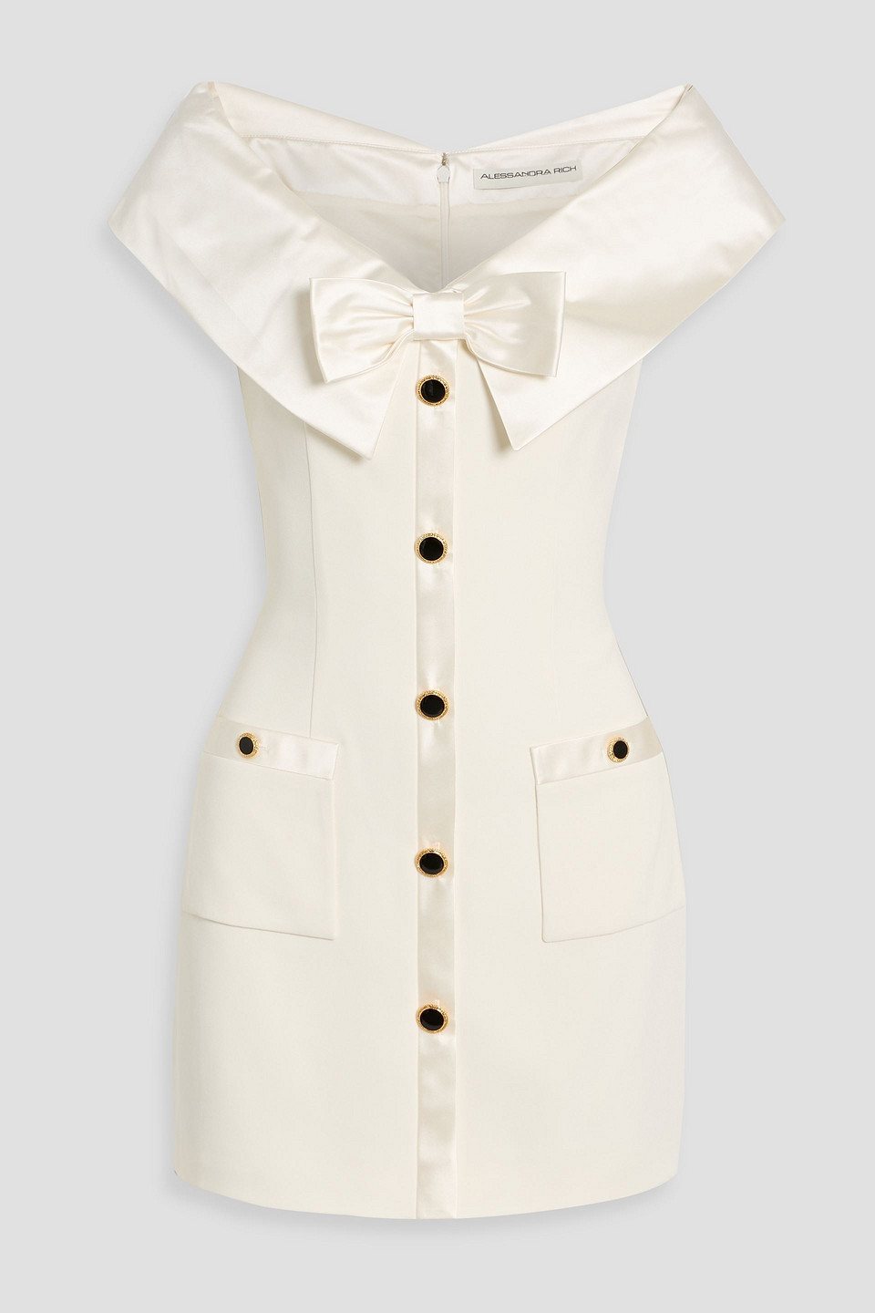 Alessandra Rich Satin-trimmed Crepe Mini Dress In White