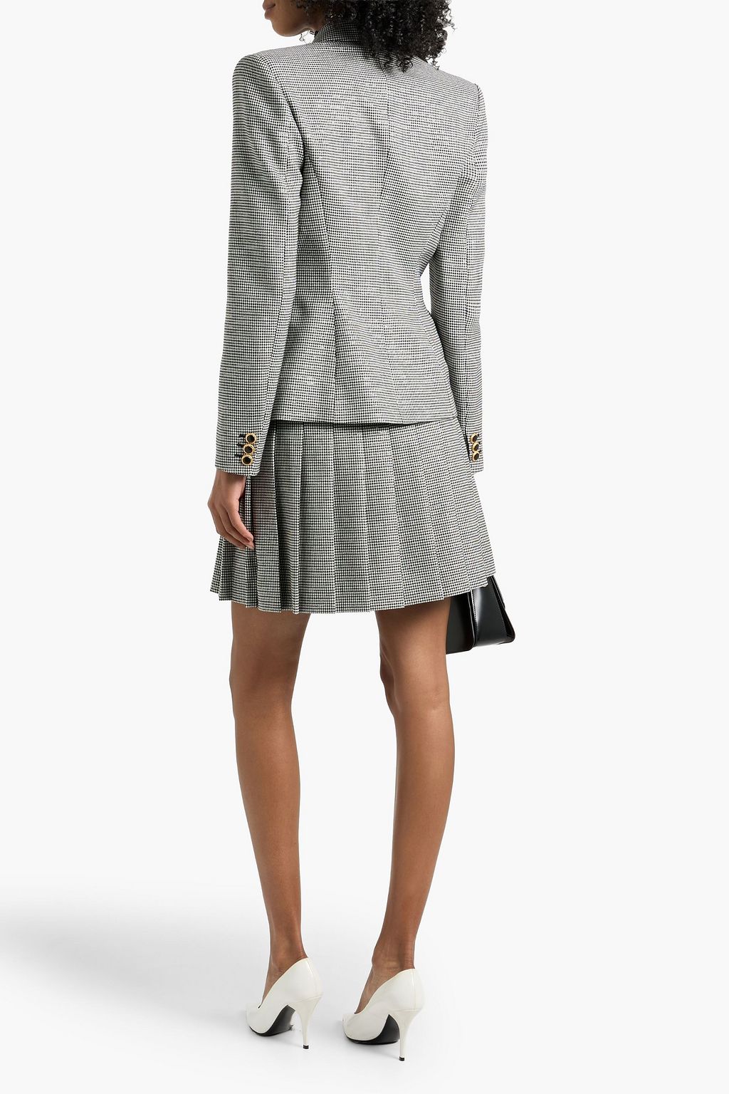 Alessandra Rich Houndstooth Pleated Skirt - Black