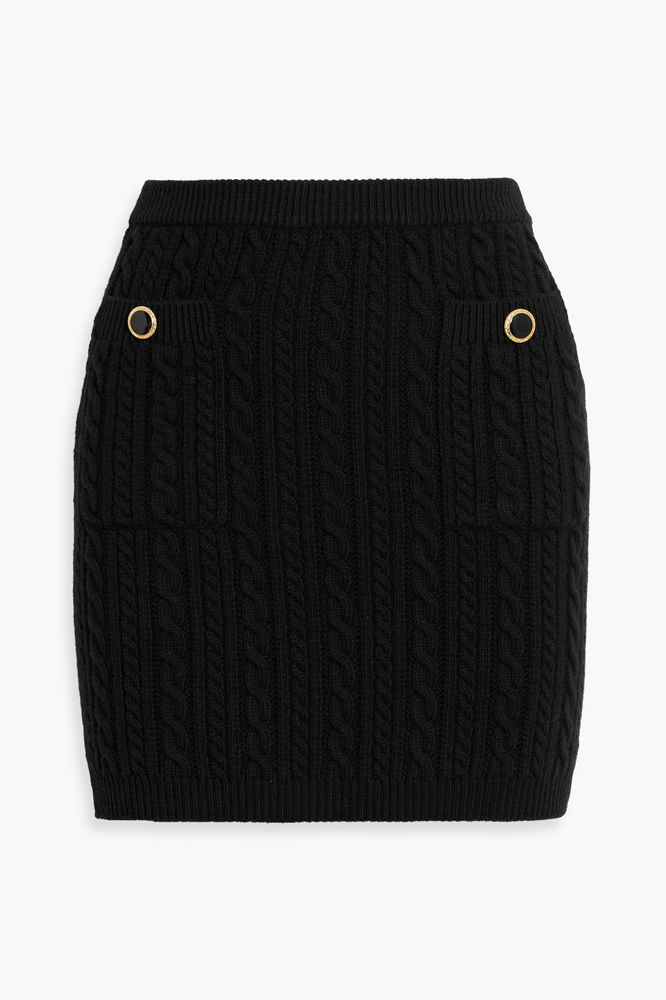 Alessandra Rich Cable-knit Wool Mini Skirt In Black
