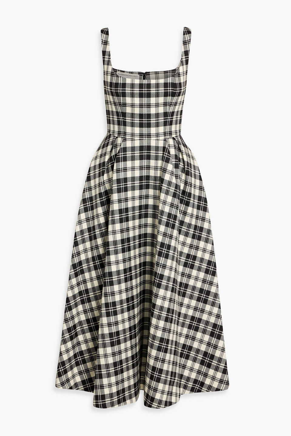alessandra rich - checked wool midi dress - black - it 40