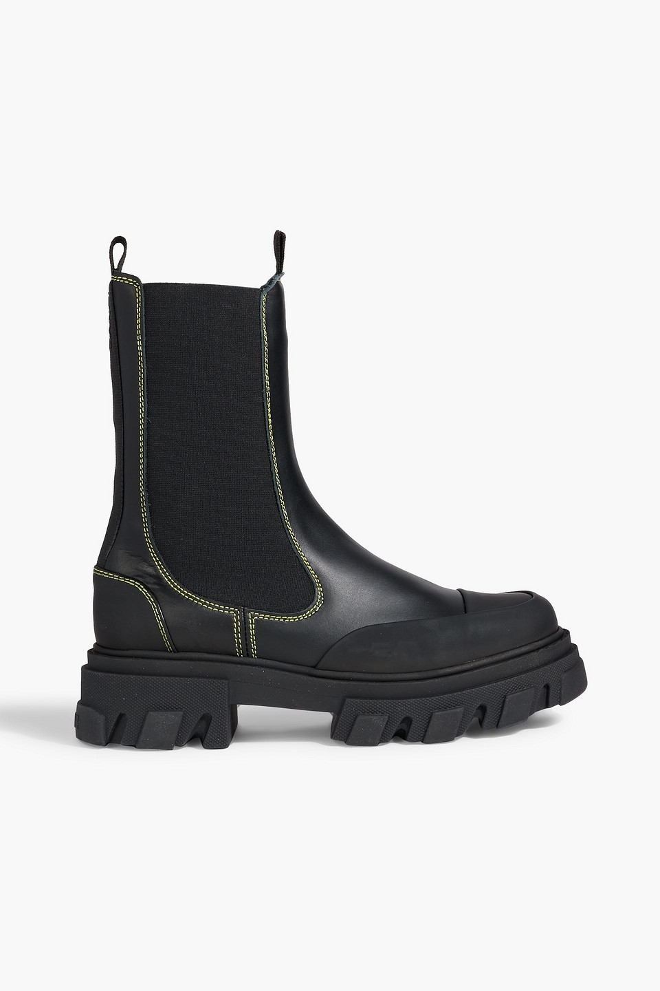 Ganni Leather Chelsea Boots In Black