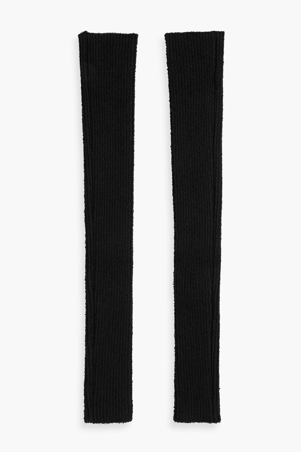Wardrobe.nyc Ribbed Bouclé-knit Cotton-blend Arm Warmers In Black