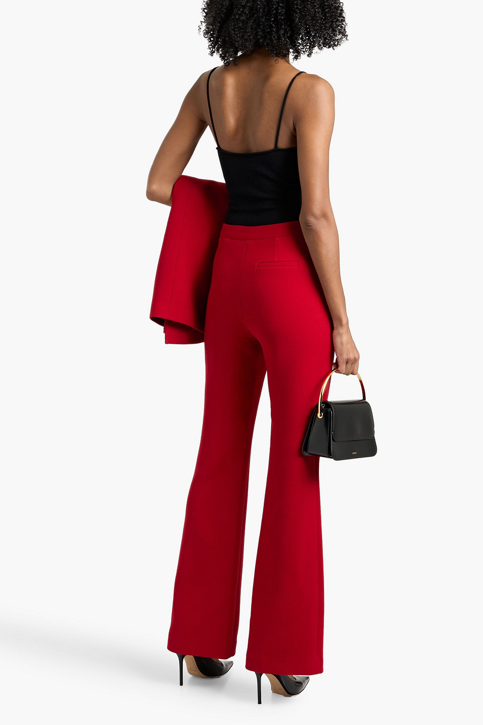 Alessandra Rich Wool Flared Pants In Red