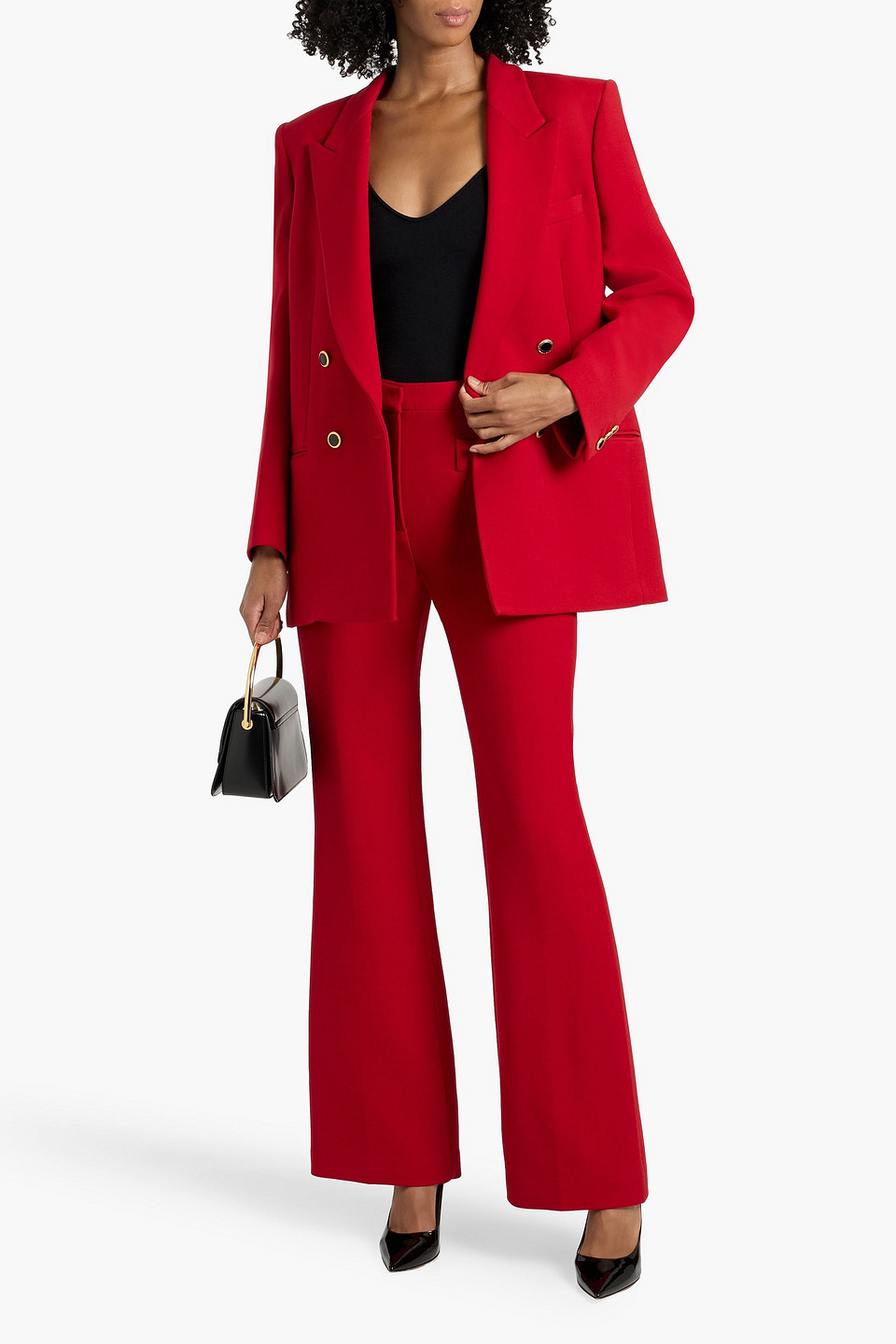 Alessandra Rich Wool Flared Pants In Red