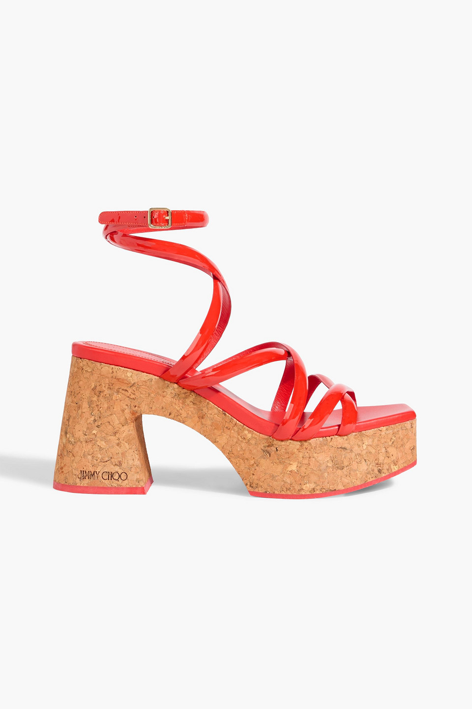 Jimmy Choo Cecilia 95 Patent-leather Platform Sandals In Red