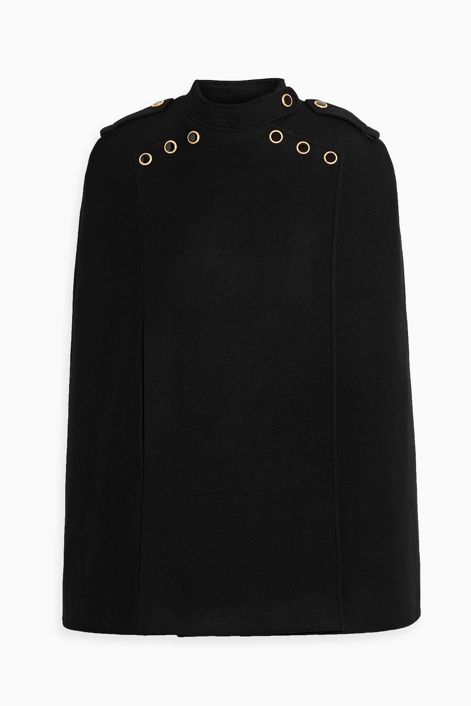 Alessandra Rich Button-embellished Wool-felt Cape In Black