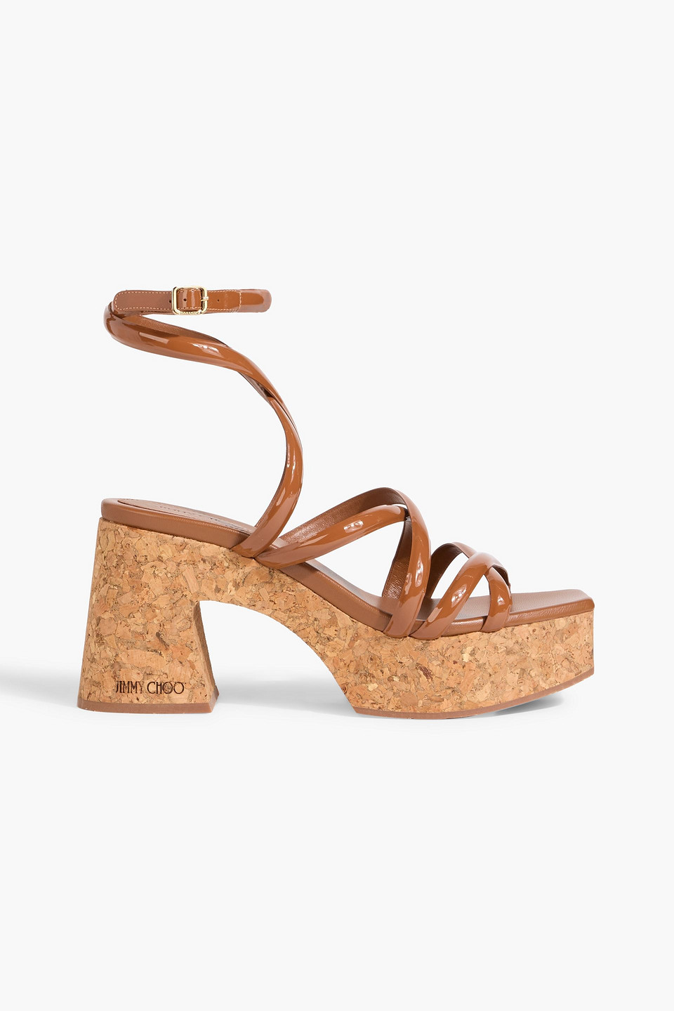 Jimmy Choo Cecelia 95 Patent-leather Platform Sandals In Brown