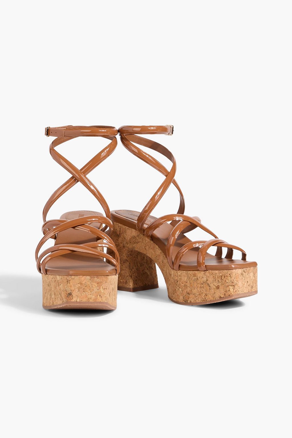 JIMMY CHOO Zula 100 leather-trimmed raffia sandals | THE OUTNET