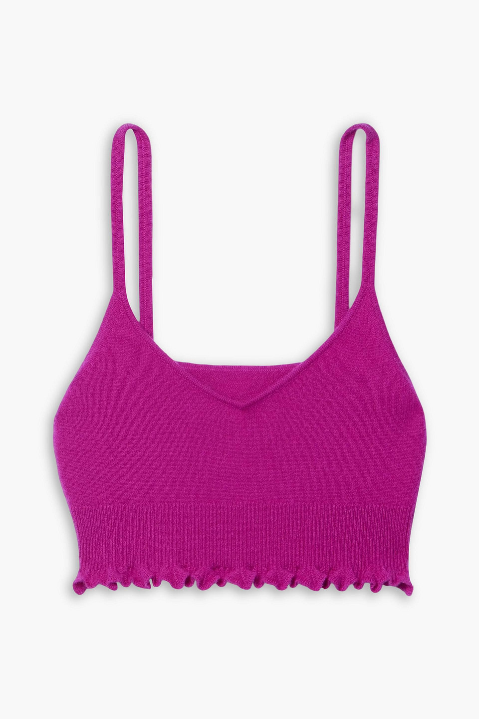 Ulla Johnson Elia Cropped Ruffled Cashmere Tank In Pink