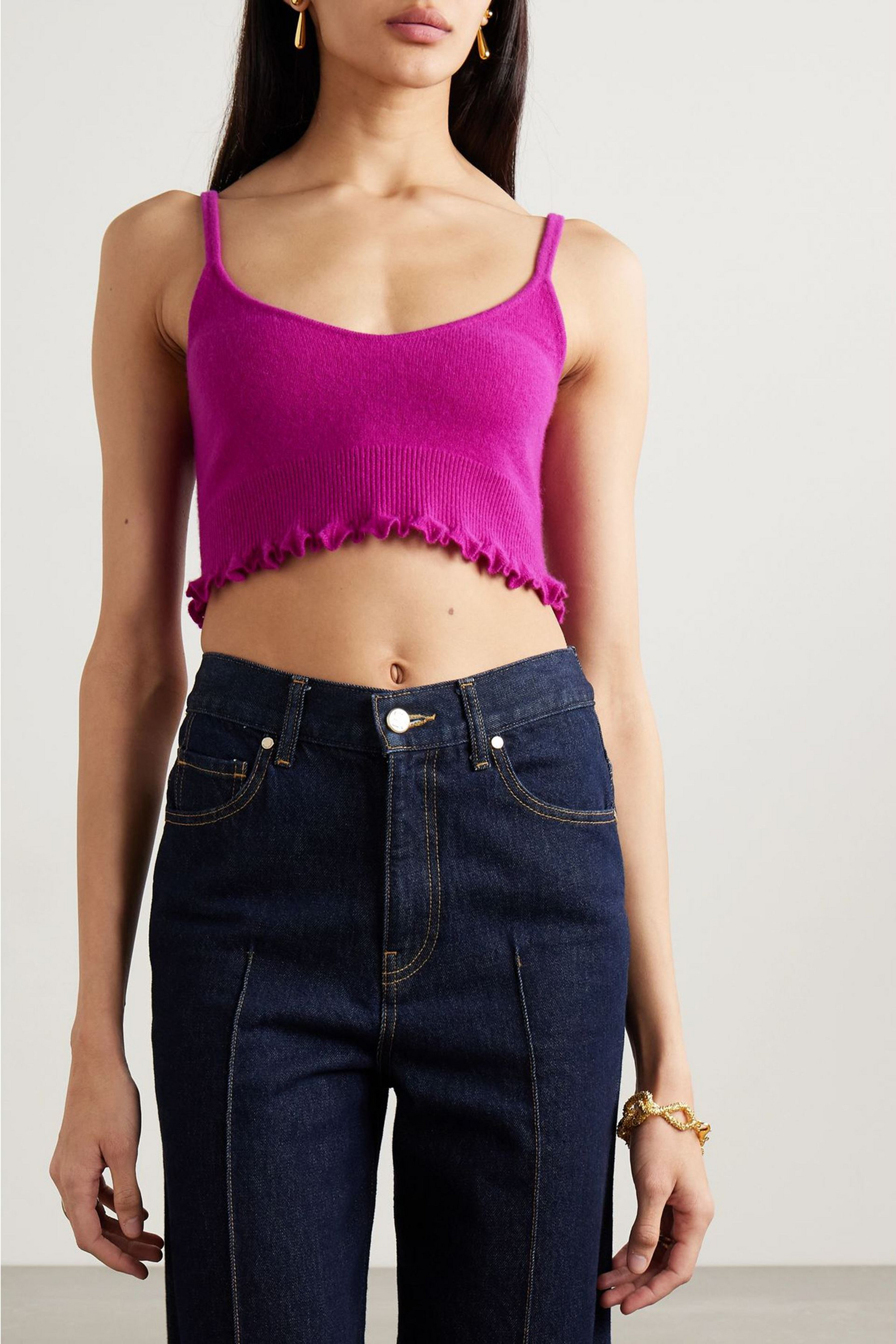 Ulla Johnson Elia cropped ruffled cashmere tank