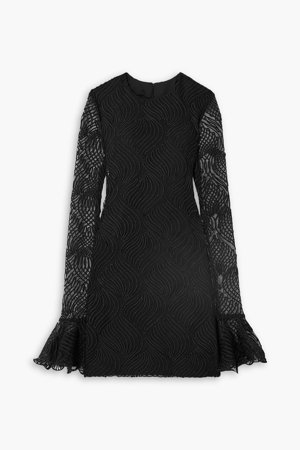 rotate birger christensen - rositana embroidered tulle mini dress - black - de 32