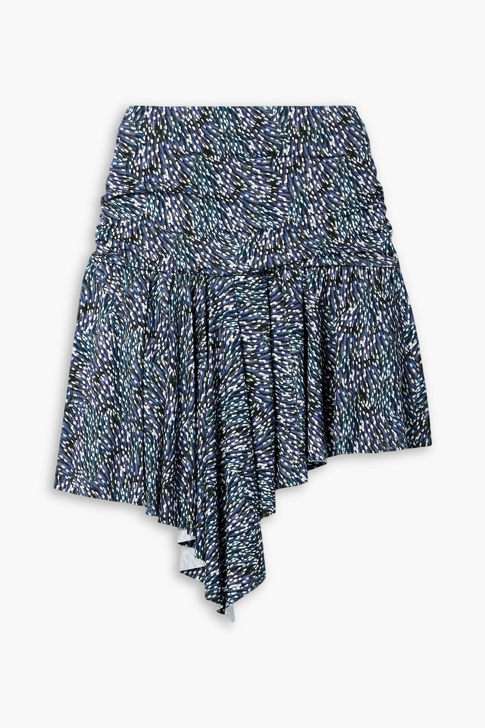 marant étoile - juliany asymmetric draped printed stretch-jersey mini skirt - blue - fr 34