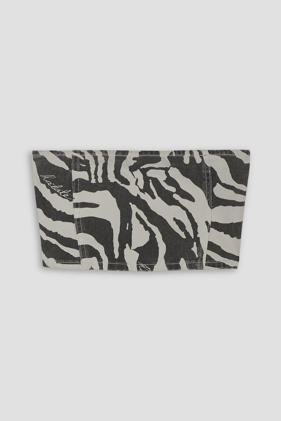 rotate birger christensen - zebra-print strapless cropped organic denim top - white - de 34