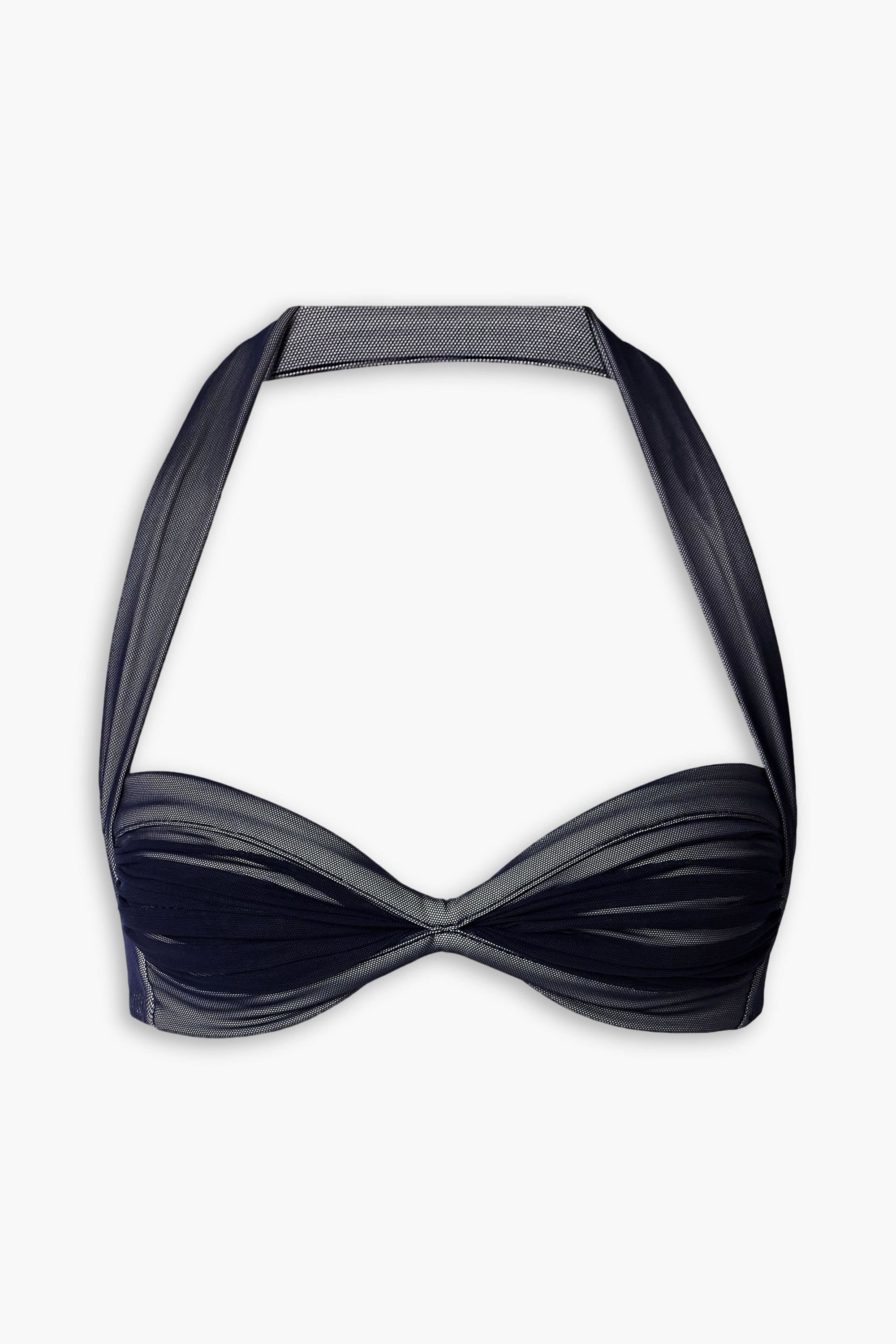 Norma Kamali Bill ruched mesh halterneck bikini top thumbnail
