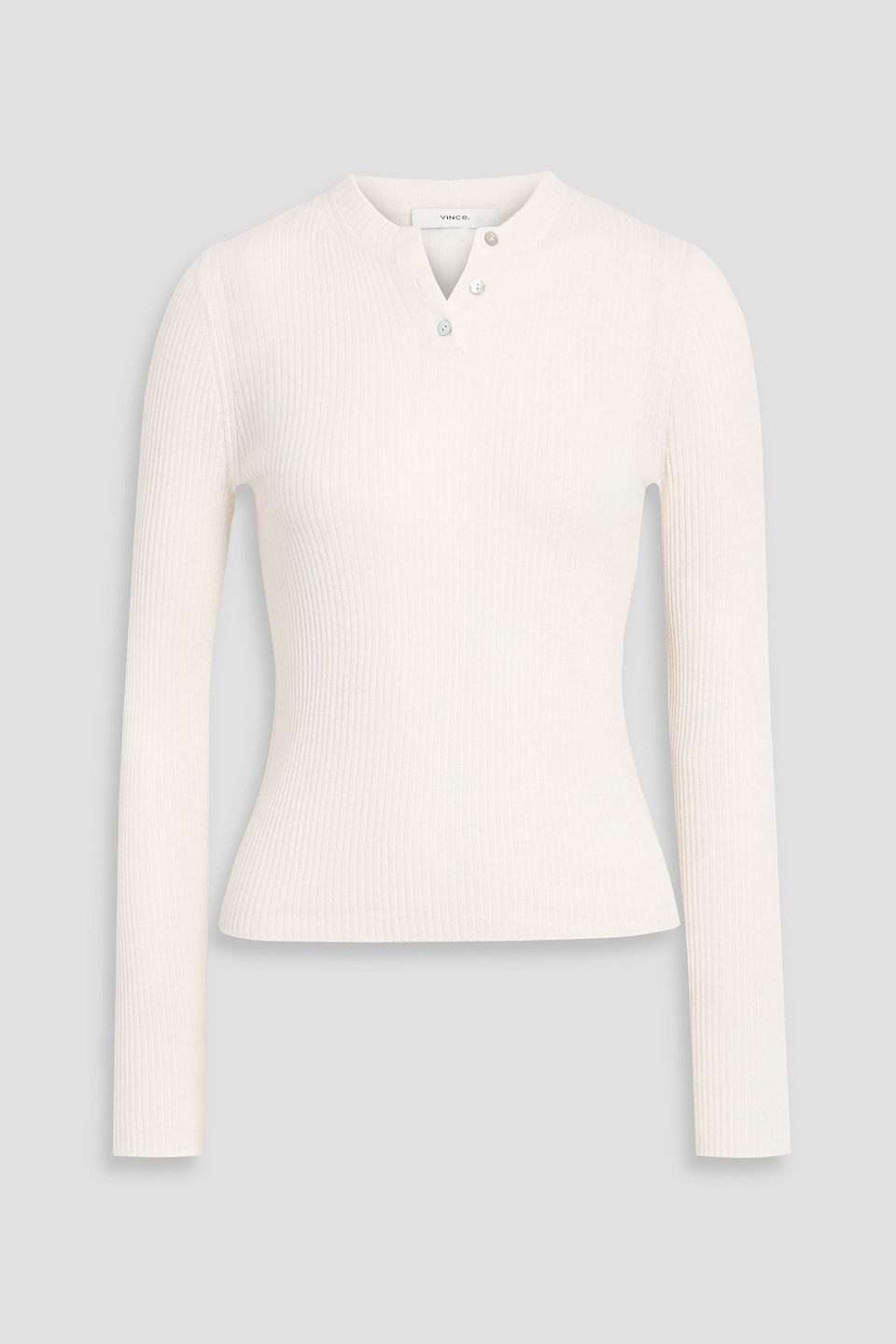 vince. - ribbed cashmere and silk-blend sweater - white - xs