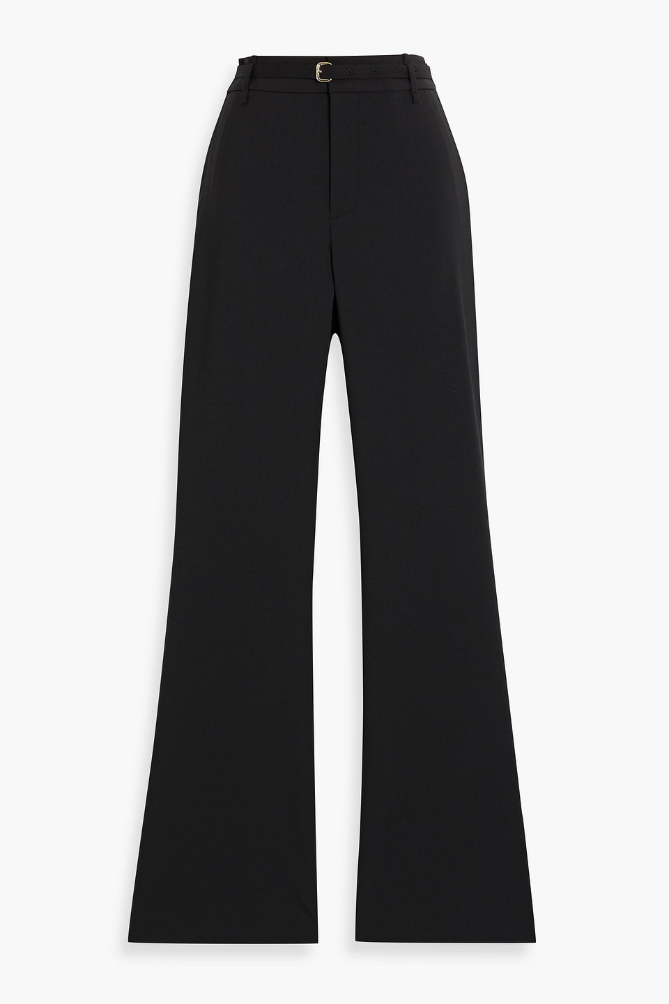 Vince Belted Grain De Poudre Bootcut Pants In Black