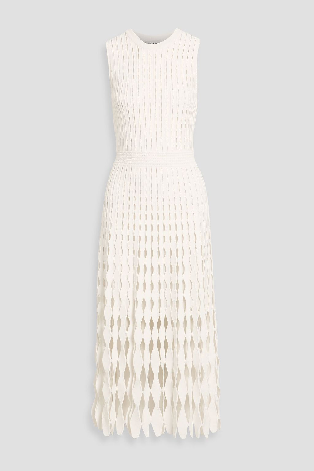 open knit midi dress Keilani High Neck Open Knit Midi Dress