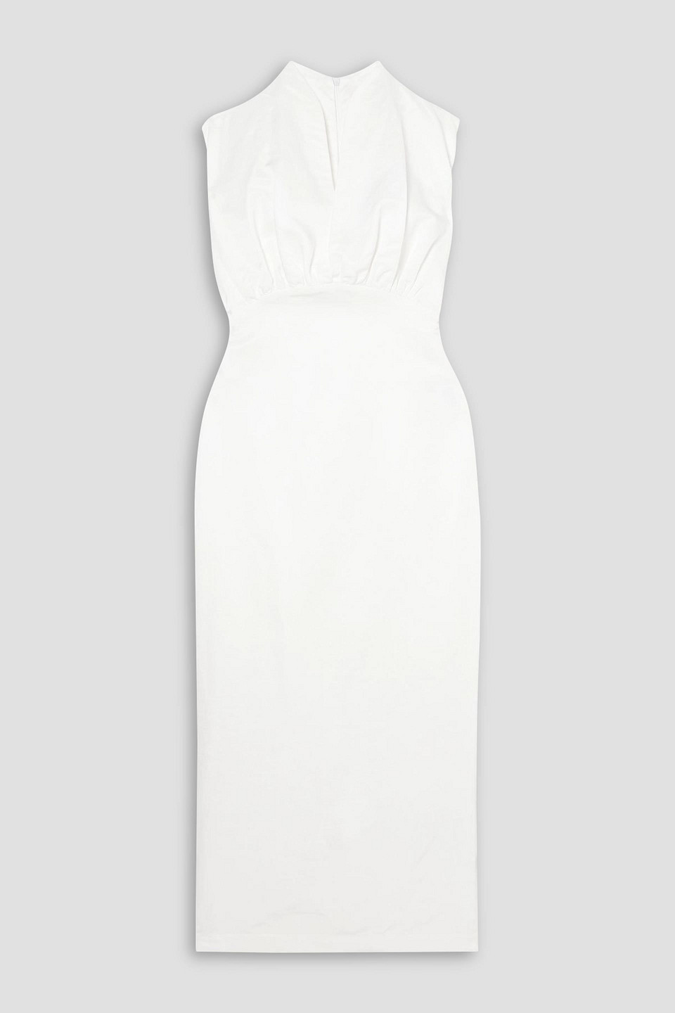 D'estree Paz Gathered Woven Midi Dress In White
