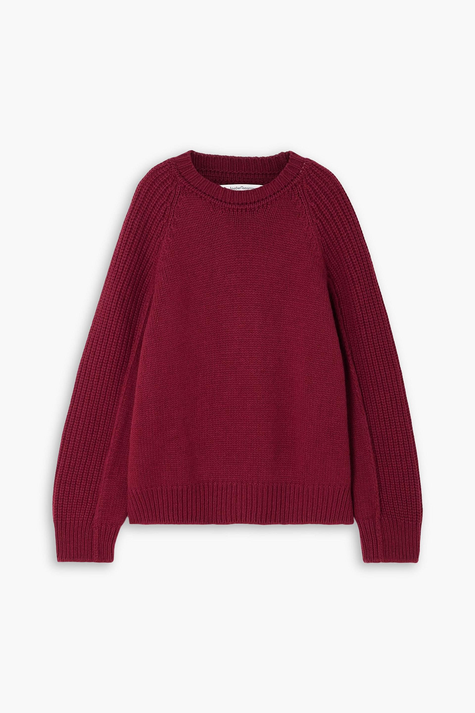 Another Tomorrow Oversized Cashmere And Wool-blend Sweater In Burgundy