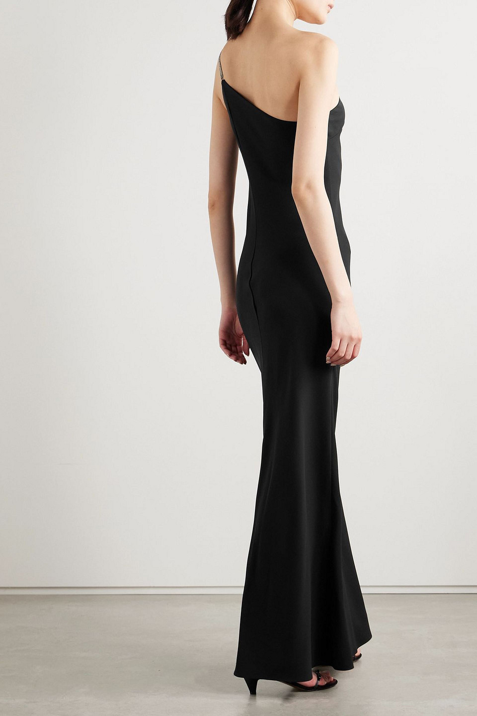  Staud - Robe „elodie“ Aus Crêpe Mit Kristallverzierung Und Asymmetrischer Schulterpartie - Schwarz - Us 8 