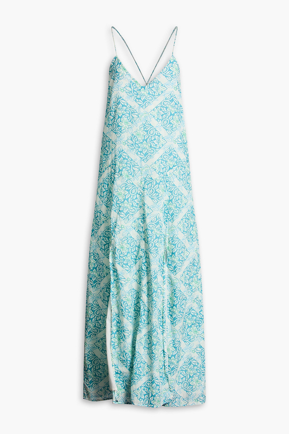 Hannah Veronica Printed Cotton-voile Maxi Dress In Blue