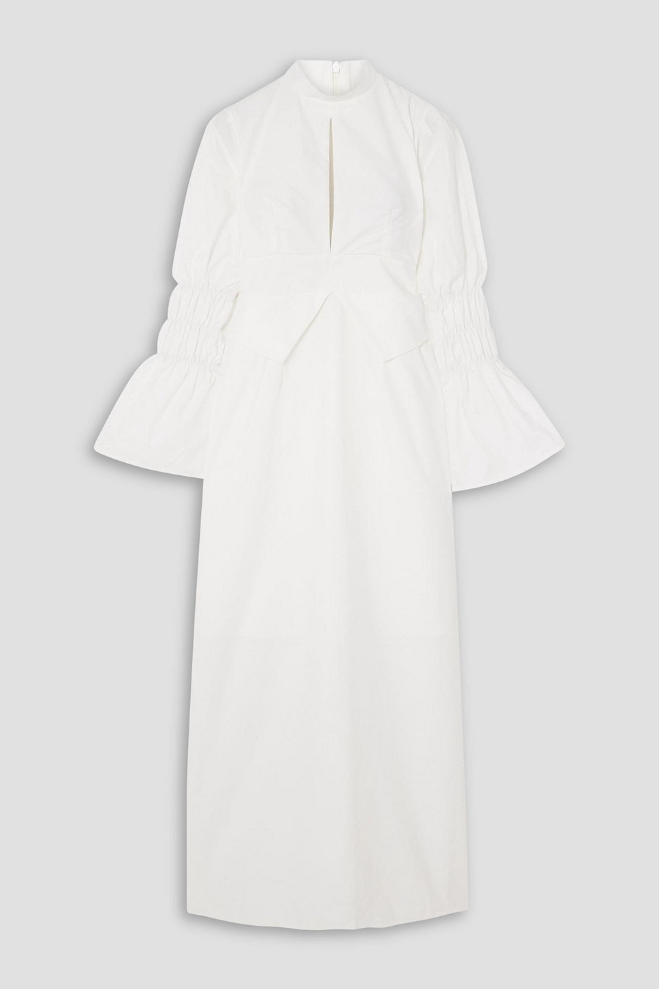D'estree Keith Shirred Cotton-poplin Maxi Dress In White