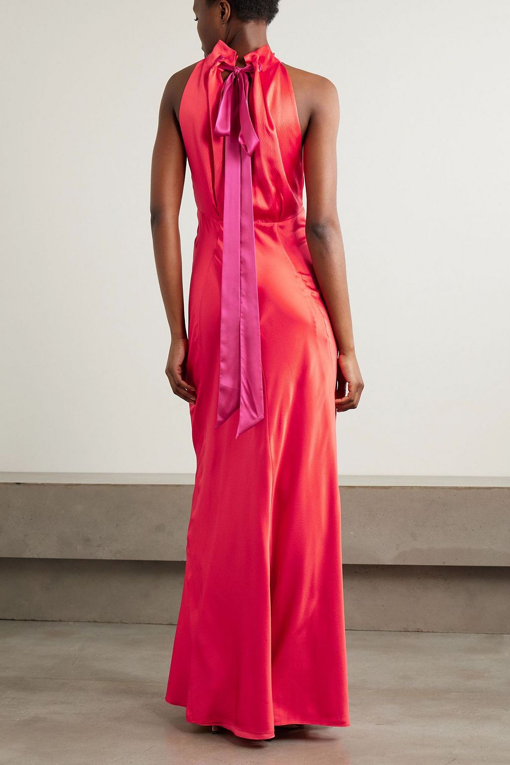 saloni michelle silk maxi dress Saloni Michelle ruffled hammered silk-satin maxi dress - Women - Coral Dresses