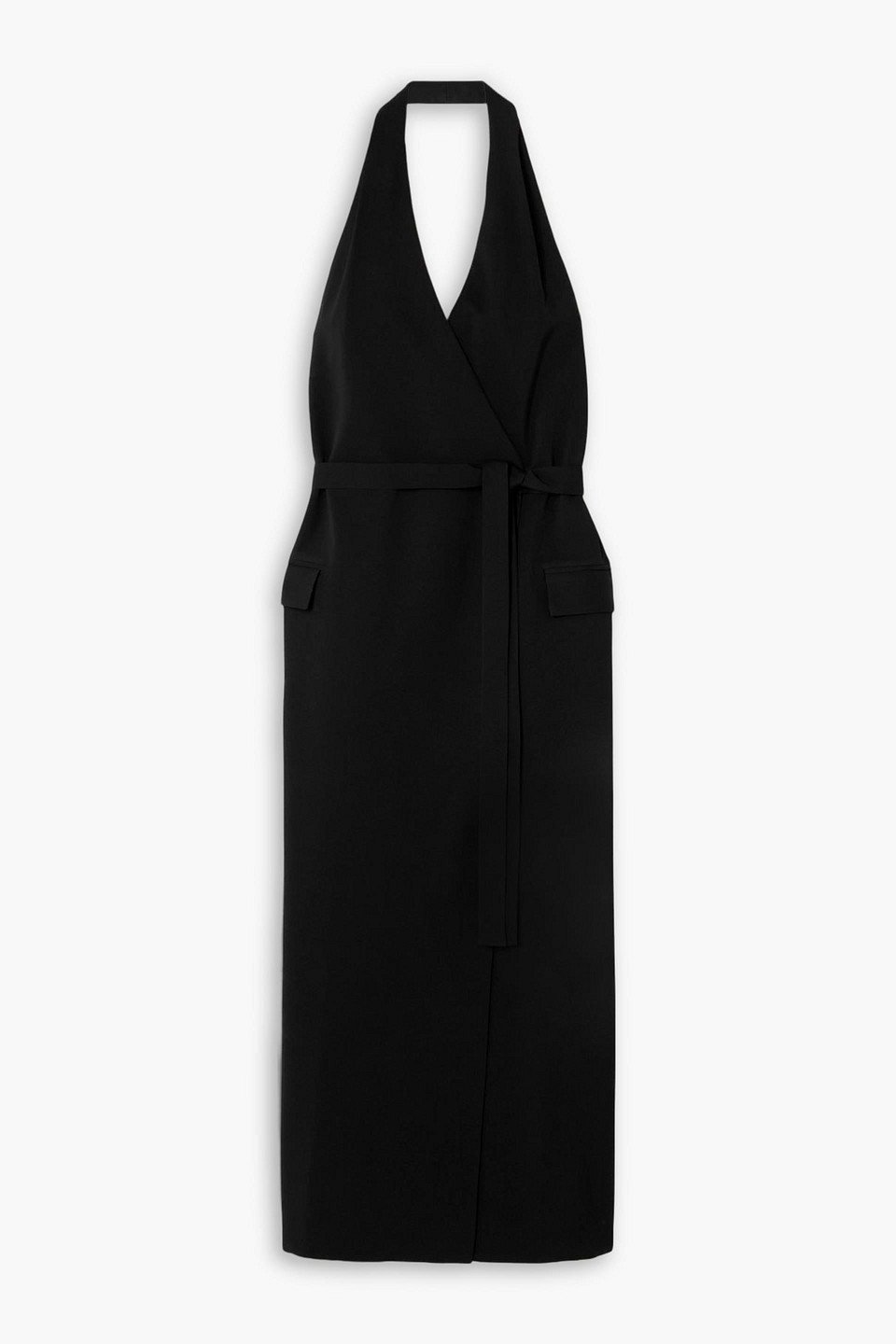 Esse Studios Oude Vest Crepe Halterneck Maxi Wrap Dress In Black