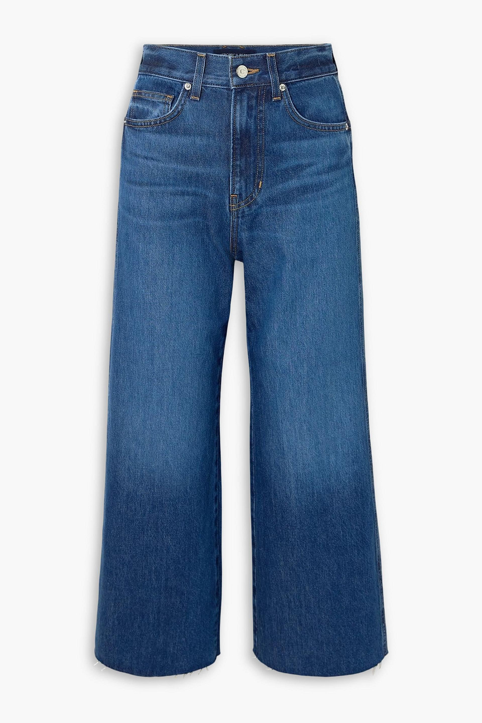 Veronica Beard Taylor Frayed High-rise Wide-leg Jeans In Blue