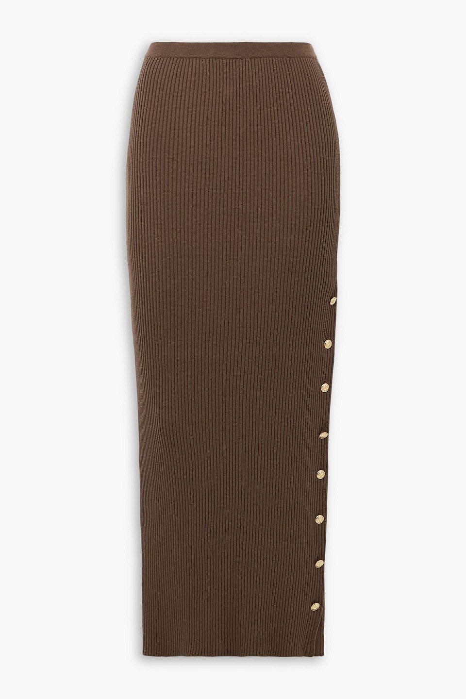 Blazé Milano Alegria Ribbed Silk And Cotton-blend Maxi Skirt In Brown