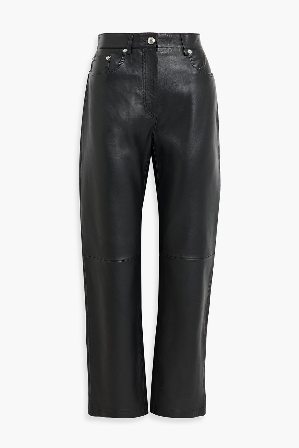 Sportmax Velo Leather Straight-leg Pants In Black